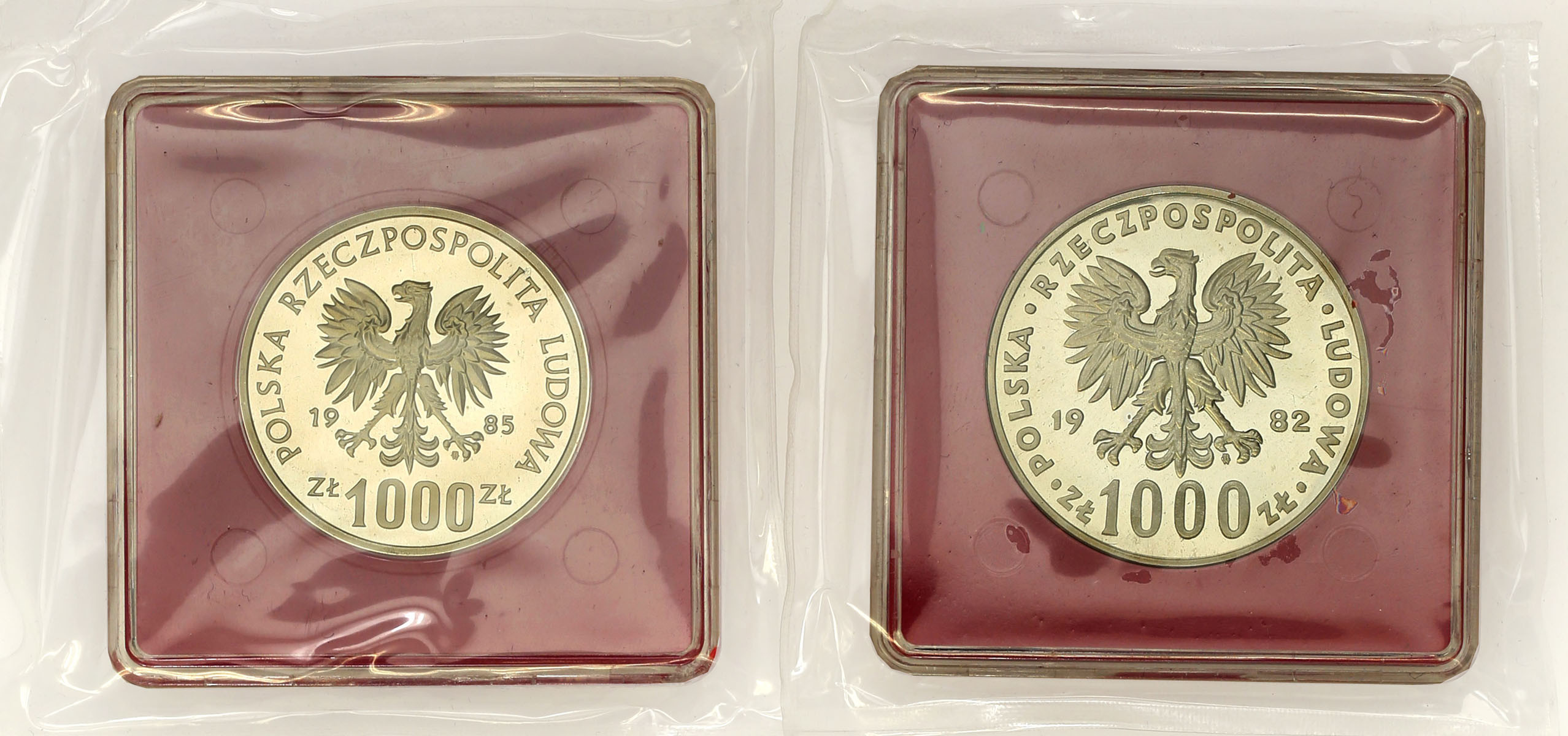 PRL. PRÓBA srebro 1.000 złotych 1982 Jana Paweł II, PRÓBA srebro 1.000 złotych 40 lat ONZ